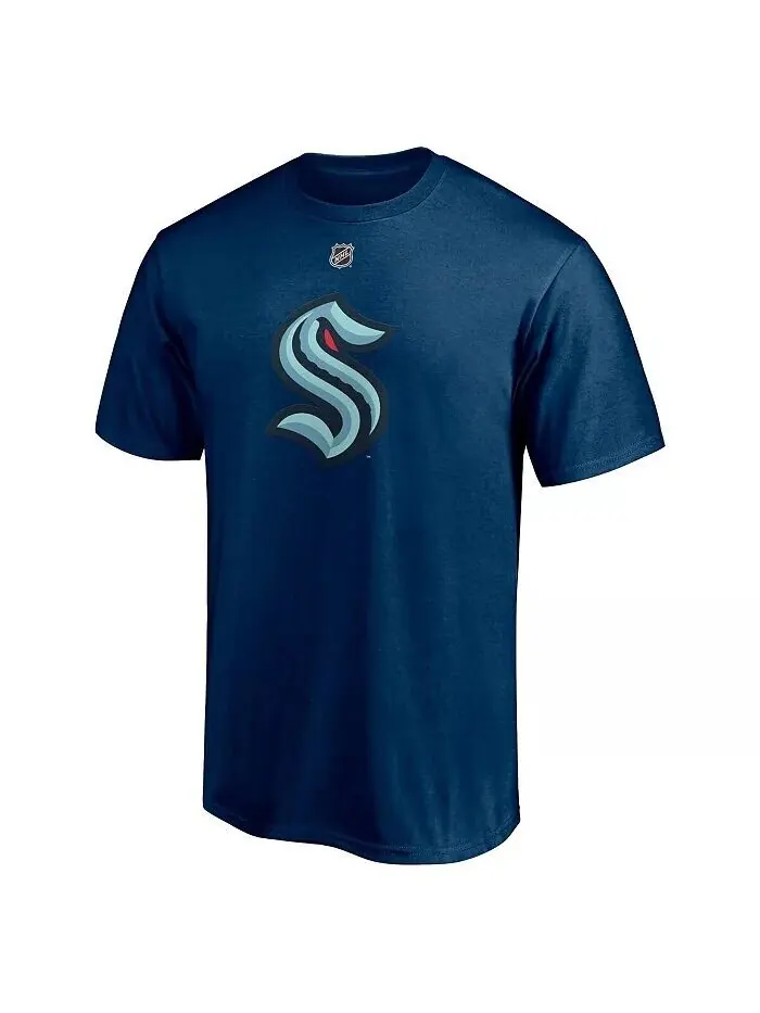 Мужская футболка Philipp Grubauer Deep Sea Blue Seattle Kraken Authentic Stack с именем и номером — изображение 2 из 3