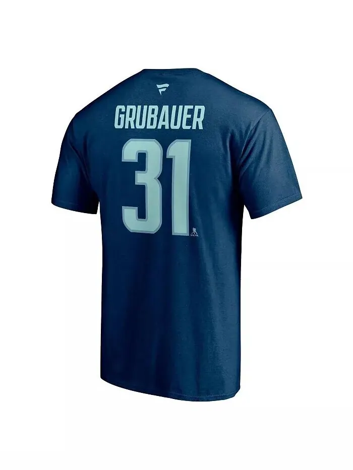 Мужская футболка Philipp Grubauer Deep Sea Blue Seattle Kraken Authentic Stack с именем и номером — изображение 3 из 3