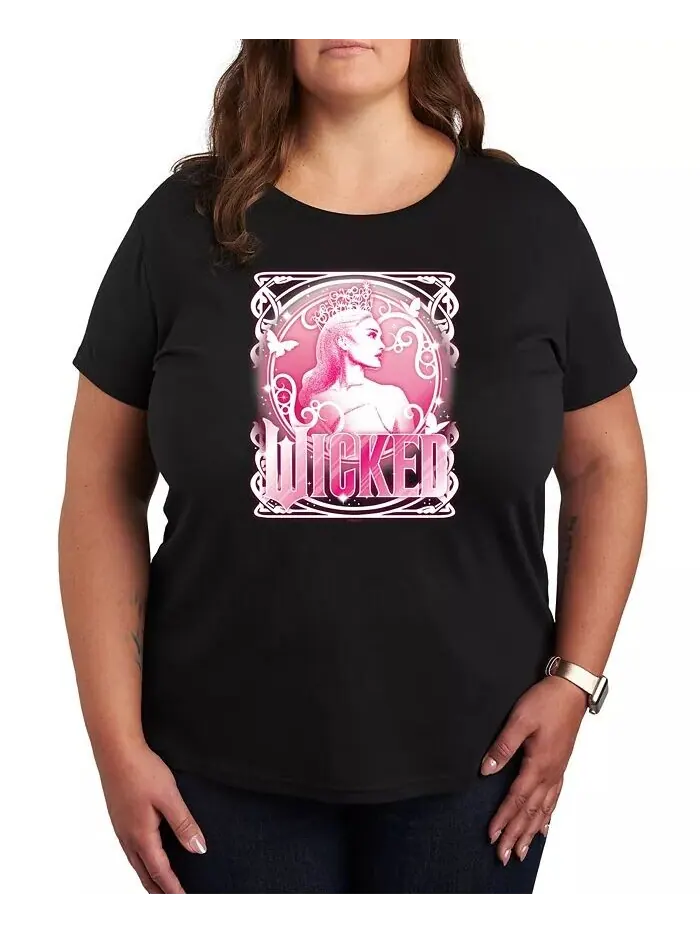 Футболка с круглым вырезом и принтом Wicked Glinda Plus Size Hybrid Apparel — изображение 1 из 3, черный