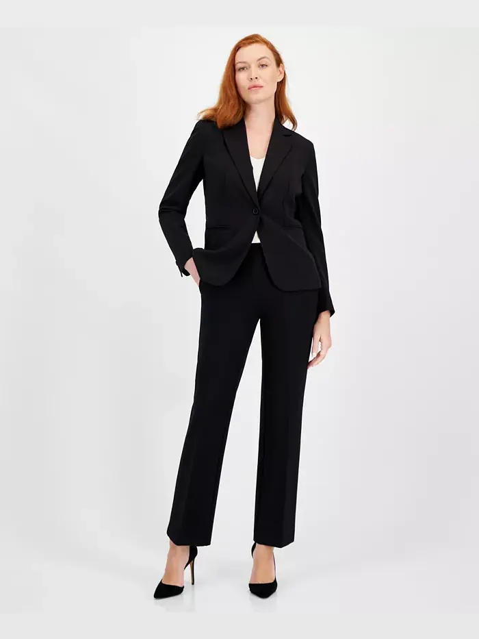 Однобортный пиджак с лацканами Anne Klein — изображение 3 из 4, черный
