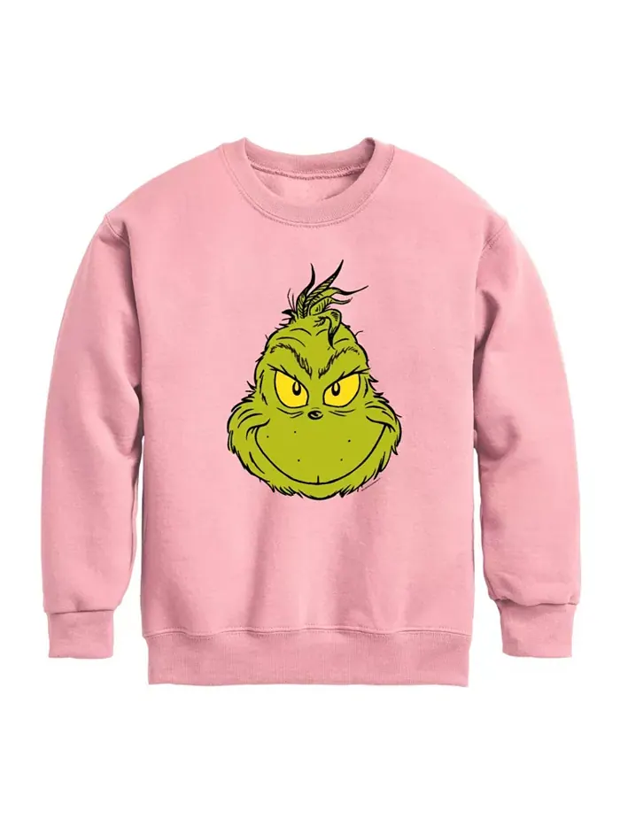 Топ из флиса с рисунком лица Гринча для больших девочек The Grinch — розовый