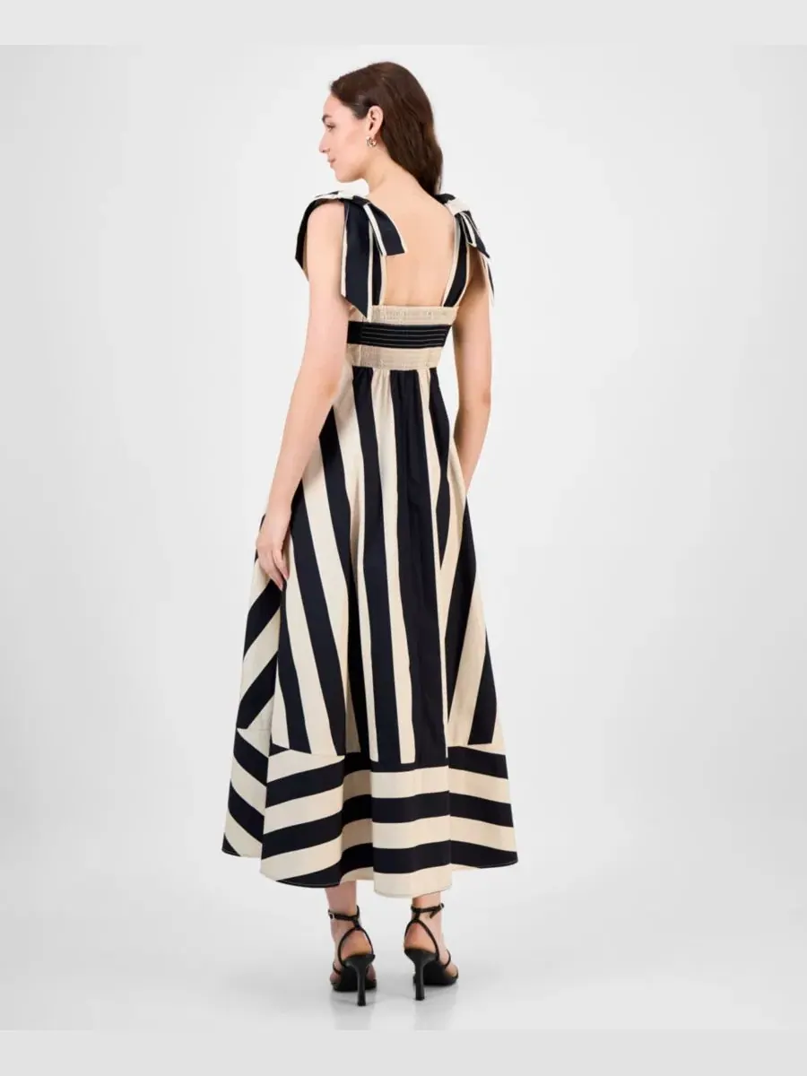 Платье-трапеция с завязками на плечах Shasha Striped Cotton RACHEL Rachel Roy — изображение 5 из 5, черный бежевый