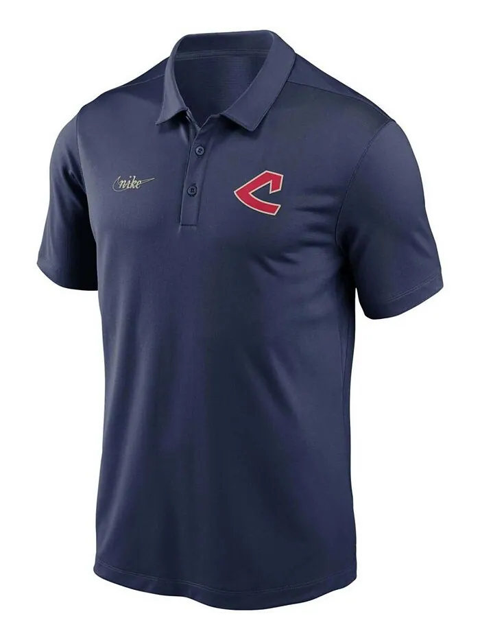 Мужское темно-синее поло Cleveland Indians Cooperstown Collection с логотипом Franchise Performance — изображение 2 из 3