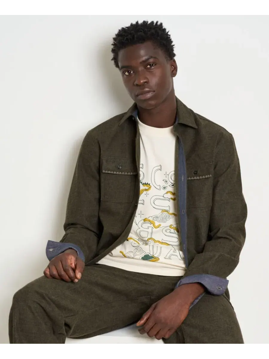 Мужская рубашка из меланжевой ткани с длинным рукавом SCOTCH & SODA — изображение 6 из 9, зеленый