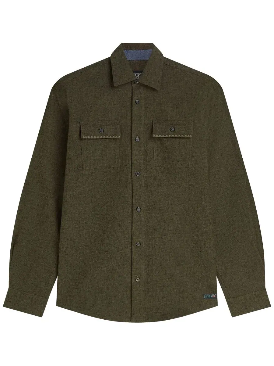 Мужская рубашка из меланжевой ткани с длинным рукавом SCOTCH & SODA — изображение 7 из 9, зеленый