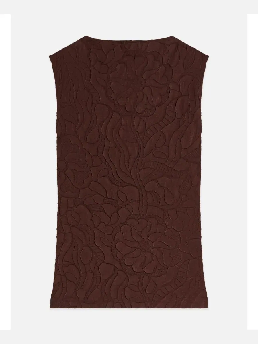 Топ без рукавов с плиссировкой, модель Embossed Pleat Mock Neck SCOTCH & SODA — изображение 4 из 5, шоколадный