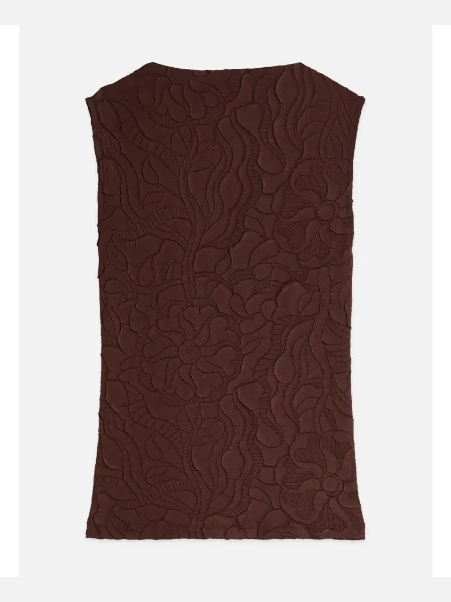 Топ без рукавов с плиссировкой, модель Embossed Pleat Mock Neck SCOTCH & SODA — изображение 5 из 5, шоколадный