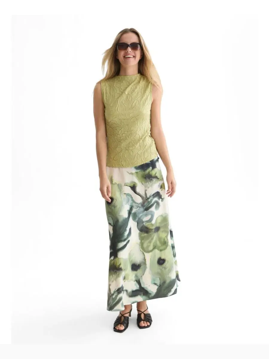 Матовое топ с плиссировкой и высоким воротом, без рукавов SCOTCH & SODA, Beechnut — изображение 2 из 5