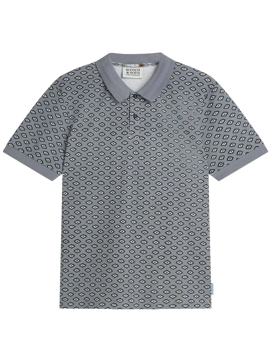 Мужское поло с геометрическим принтом, короткий рукав, Glitch Geo Tradewinds SCOTCH & SODA — изображение 5 из 6, мульти