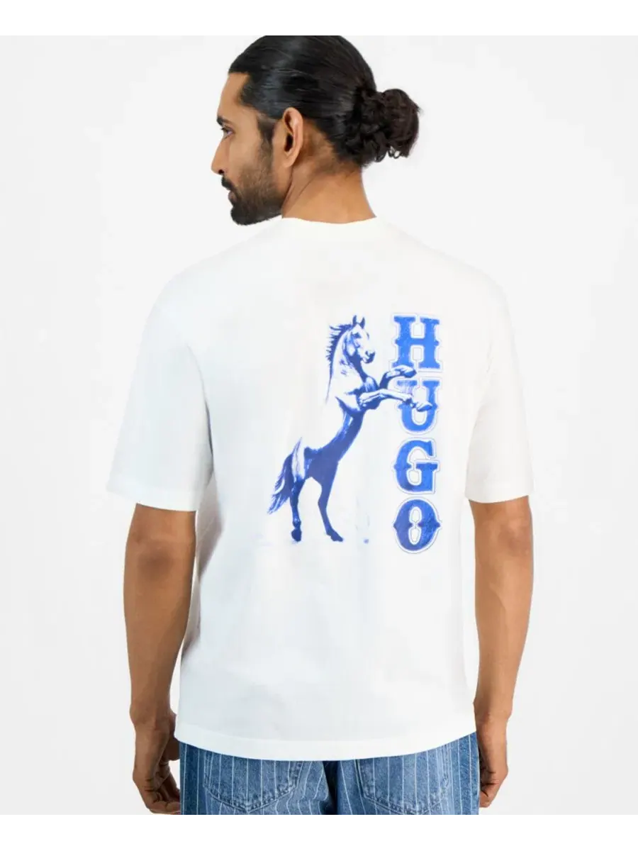 Футболка с графичным принтом Noxwash Graphic Crewneck Hugo Boss — изображение 3 из 4, белый