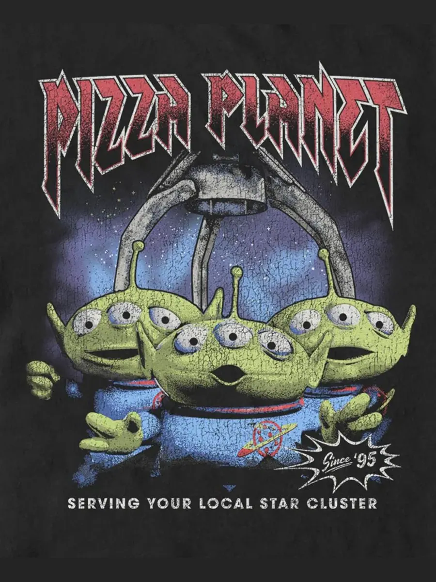 Футболка с принтом Toy Story Pizza Planet Ooooh Fifth Sun — изображение 3 из 3, черный