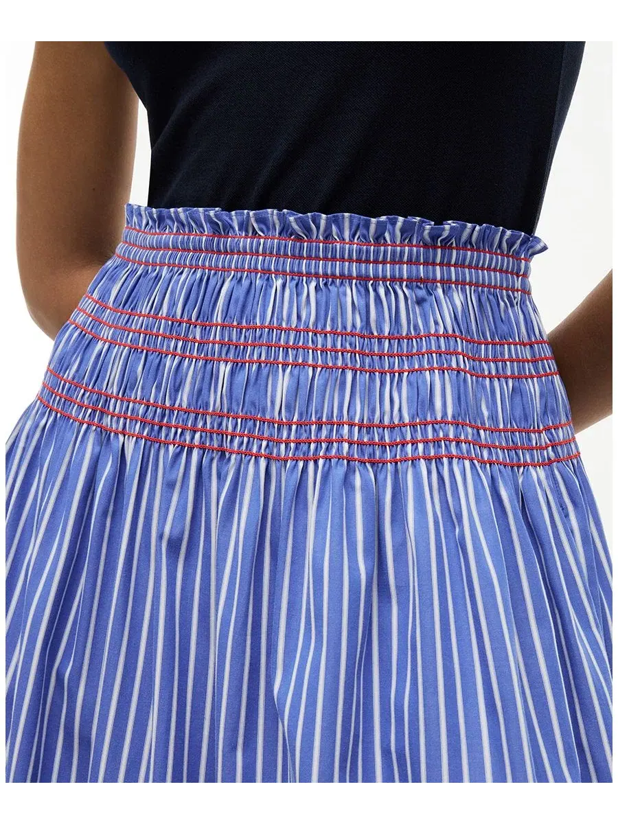 Юбка-миди хлопковая с принтом в полоску Smocking Stripe Tommy Hilfiger, Smocking Stripe — изображение 3 из 4