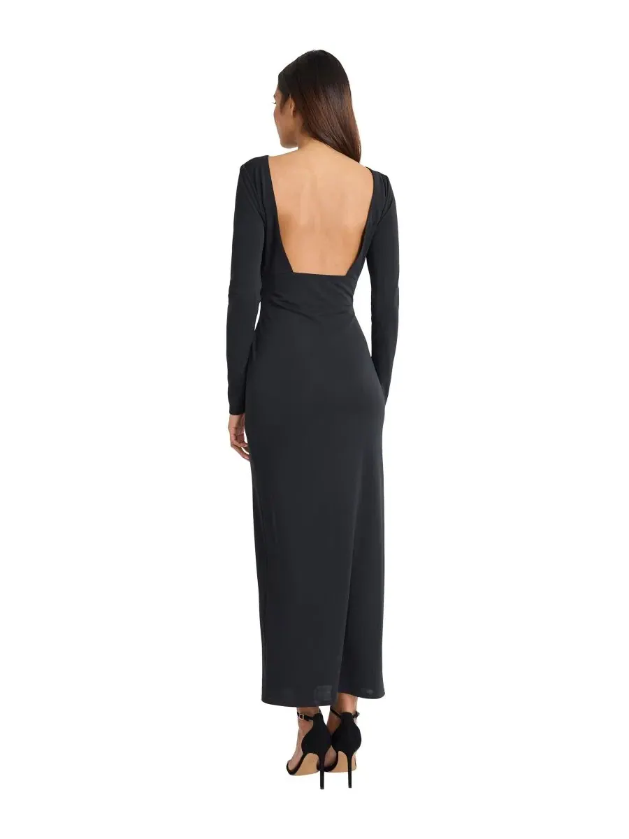 Платье макси с длинным рукавом Boat Neck Long-Sleeve Maxi Dress Donna Morgan — изображение 3 из 3, черный