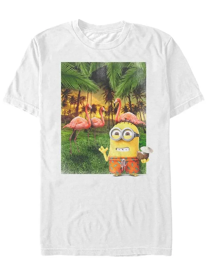Мужская футболка с короткими рукавами Minions Bob Flamingos Fifth Sun — изображение 1 из 1, белый