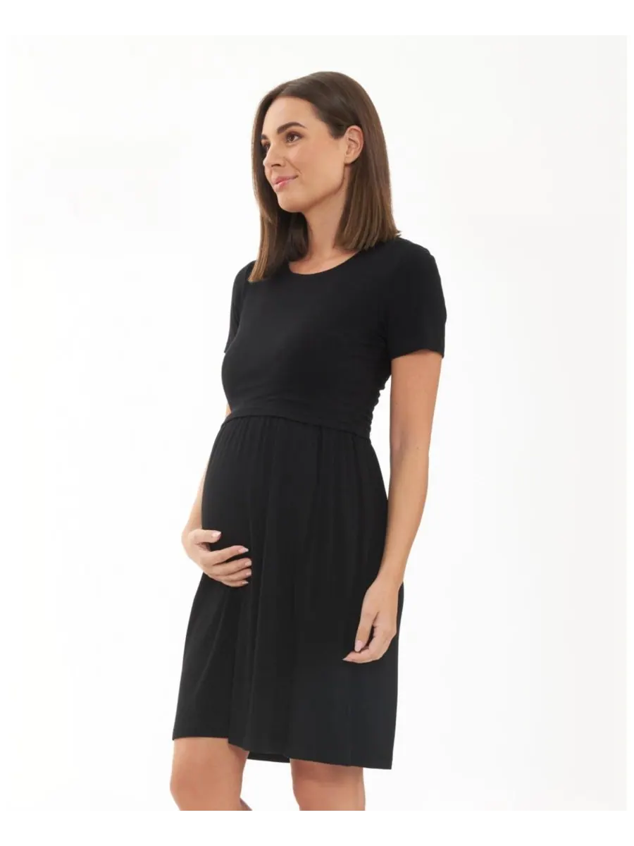 Укороченный топ в рубчик для беременных, платье для кормления Ripe Maternity — изображение 2 из 5, черный