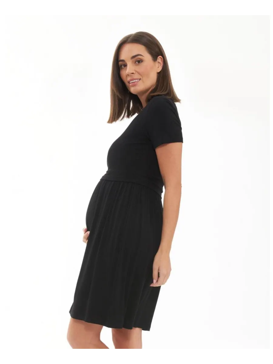 Укороченный топ в рубчик для беременных, платье для кормления Ripe Maternity — изображение 3 из 5, черный