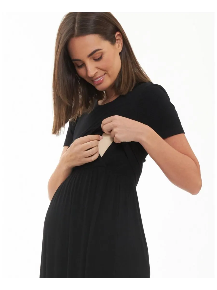 Укороченный топ в рубчик для беременных, платье для кормления Ripe Maternity — изображение 5 из 5, черный