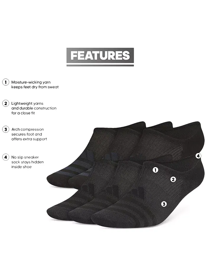 Мужские носки Superlite 3.0 No-Show No-Slip — 6 пар adidas — изображение 6 из 6