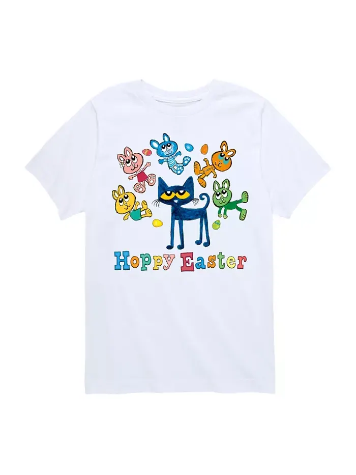 Футболка с принтом "Hoppy Easter" для малышей и мальчиков постарше Pete the Cat — белый