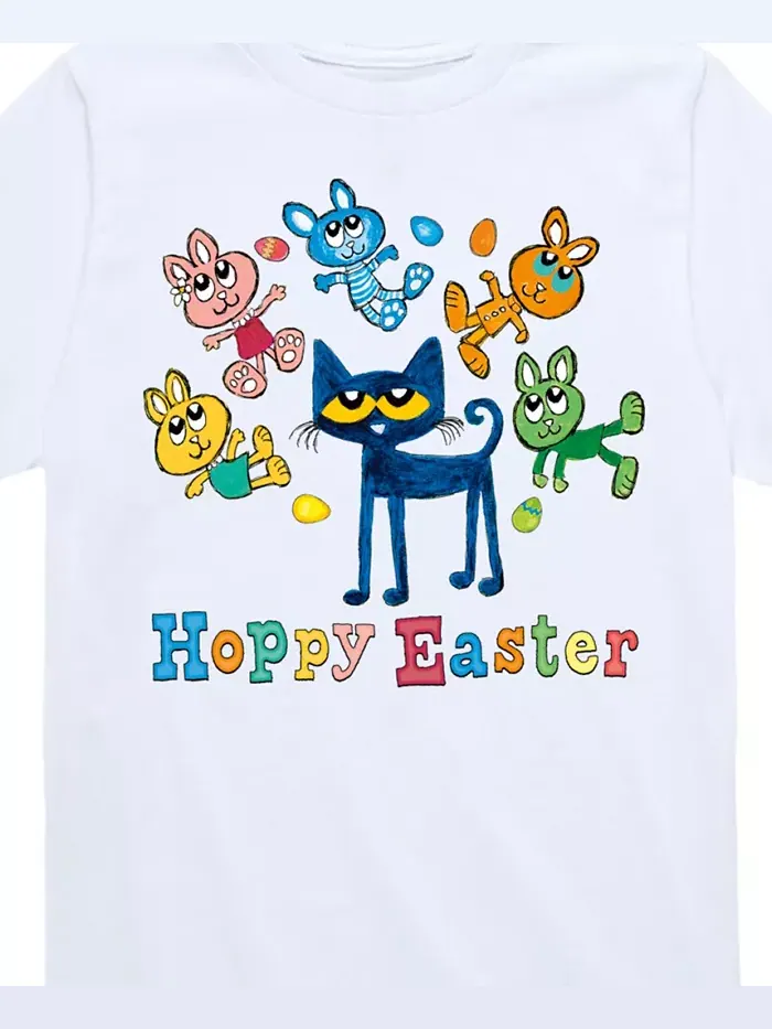 Футболка с принтом "Hoppy Easter" для малышей и мальчиков постарше Pete the Cat — изображение 3 из 3, белый