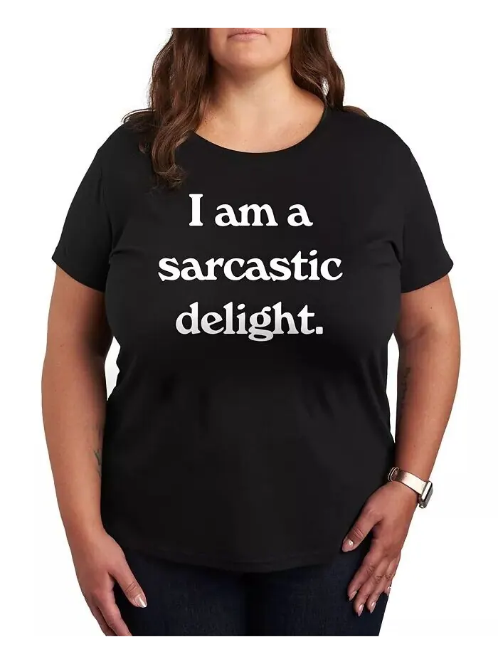 Футболка большого размера с рисунком «I Am A Sarcastic Delight» Hybrid Apparel — изображение 1 из 3, черный