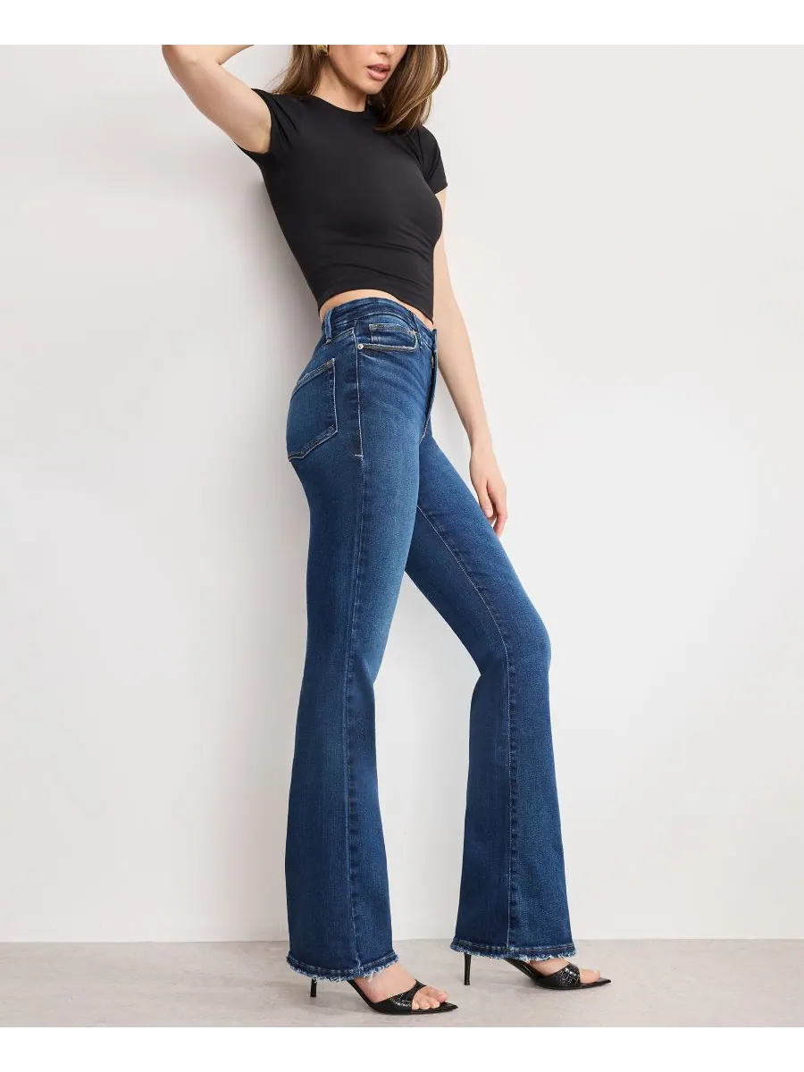 Женские джинсы Soft Tech Good Classic Bootcut, стандартные и большие размеры Good American — изображение 3 из 10, индиго