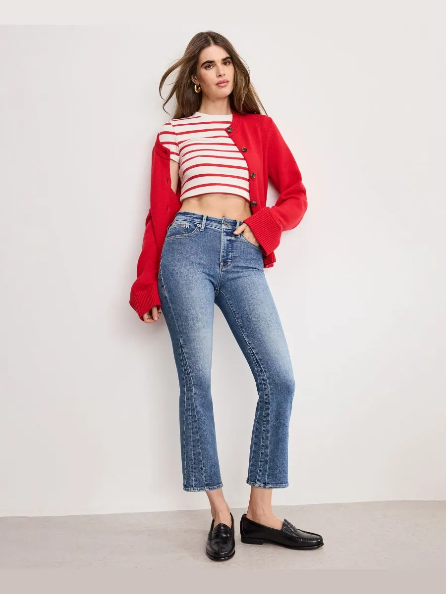 Женские укороченные мини-джинсы Good Legs, стандартные и большие размеры Good American — изображение 1 из 6, индиго
