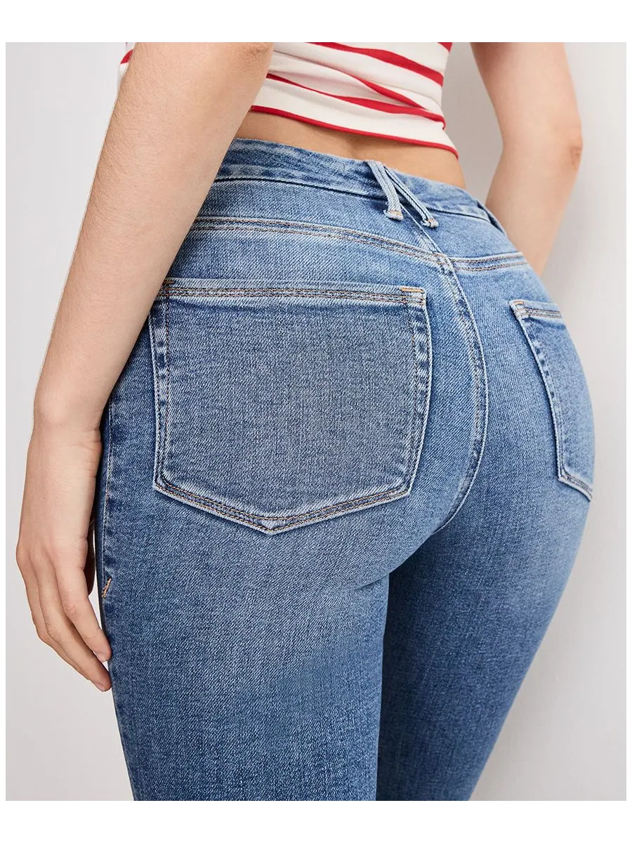 Женские укороченные мини-джинсы Good Legs, стандартные и большие размеры Good American — изображение 3 из 6, индиго