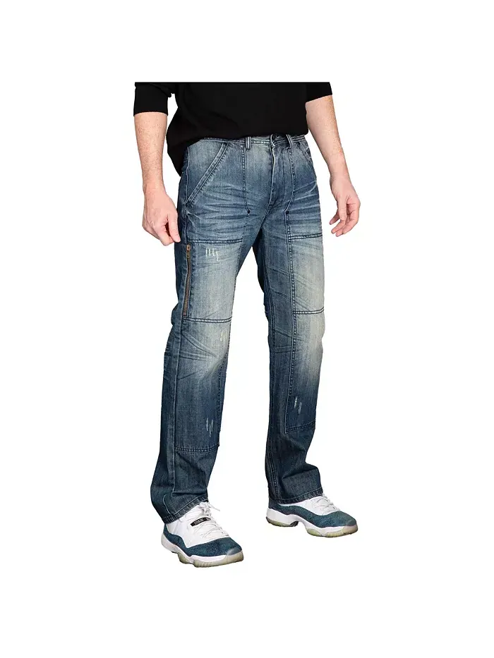 Мужские джинсы Premium Denim Relaxed Bootcut с карманом на молнии Level 7 — изображение 3 из 3, синий