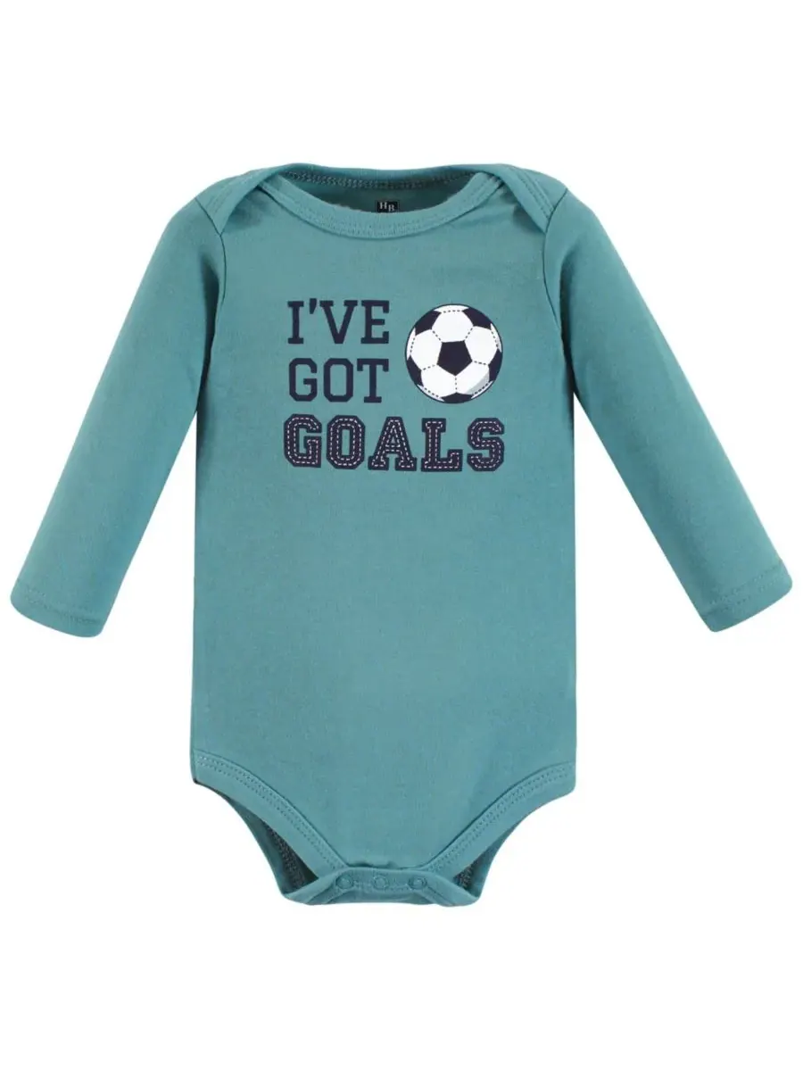 Набор из 7 хлопковых боди с длинными рукавами для младенцев Hudson Baby, Sports Stripes — изображение 7 из 9