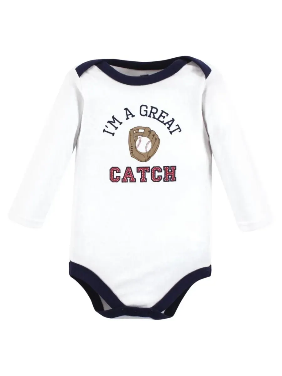 Набор из 7 хлопковых боди с длинными рукавами для младенцев Hudson Baby, Sports Stripes — изображение 8 из 9