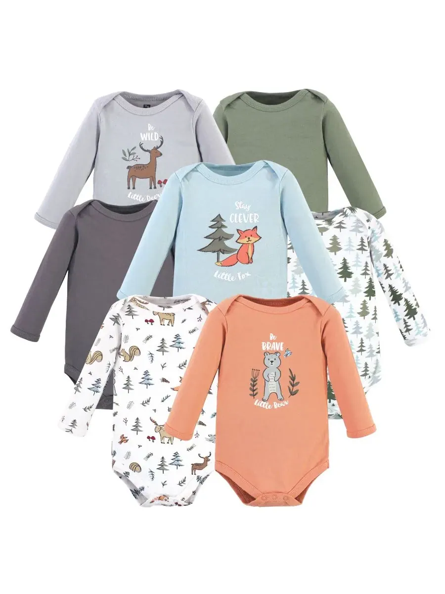 Набор из 7 хлопковых боди с длинными рукавами для младенцев Hudson Baby, Woodland Friends — изображение 1 из 2
