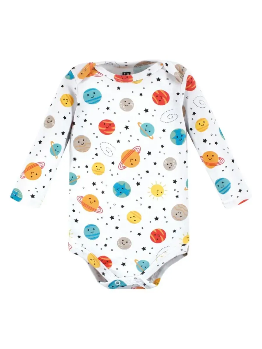 Набор из 7 хлопковых боди с длинными рукавами для младенцев Hudson Baby, Happy Planets 7-Pack — изображение 2 из 9