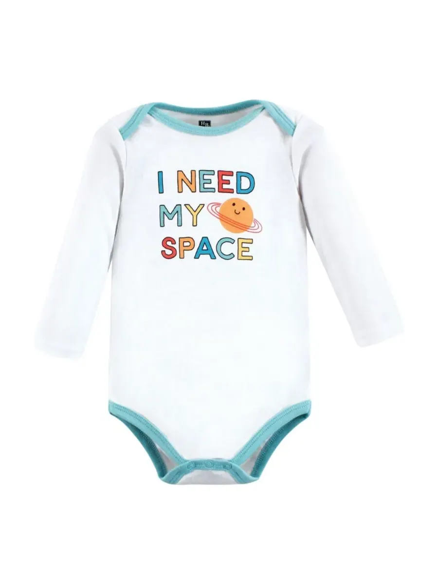 Набор из 7 хлопковых боди с длинными рукавами для младенцев Hudson Baby, Happy Planets 7-Pack — изображение 7 из 9