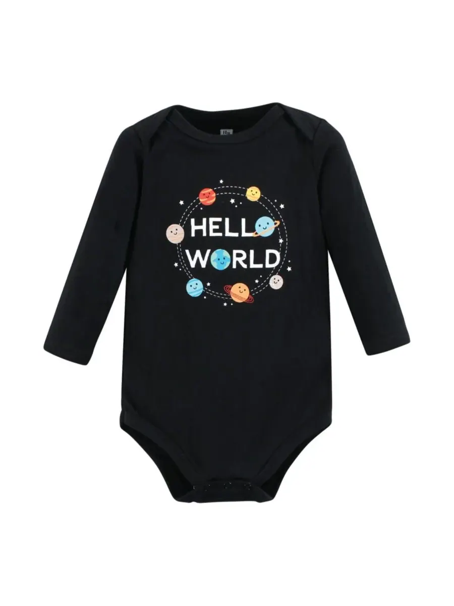 Набор из 7 хлопковых боди с длинными рукавами для младенцев Hudson Baby, Happy Planets 7-Pack — изображение 9 из 9
