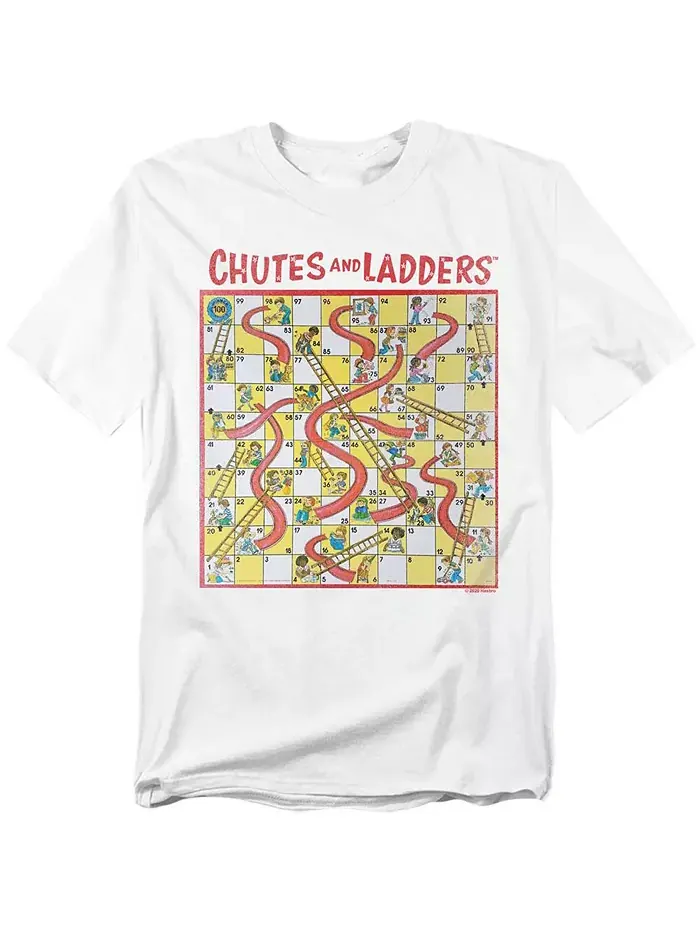 Футболка с принтом игрового поля Chutes and Ladders 1979 года выпуска Big & Tall Hasbro+ — изображение 1 из 3, белый