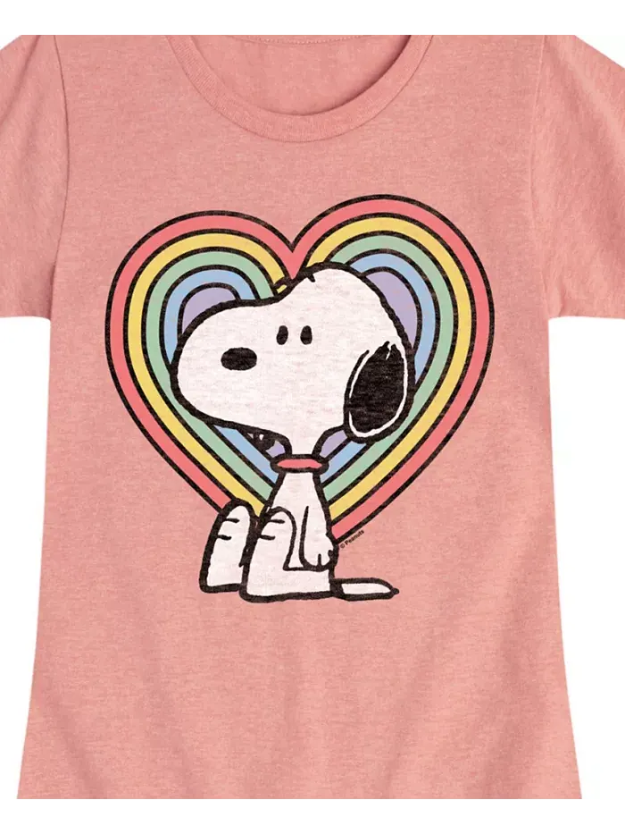 Футболка с коротким рукавом Big Girls Snoopy Rainbow Heart Graphic Peanuts — изображение 3 из 3, розовый