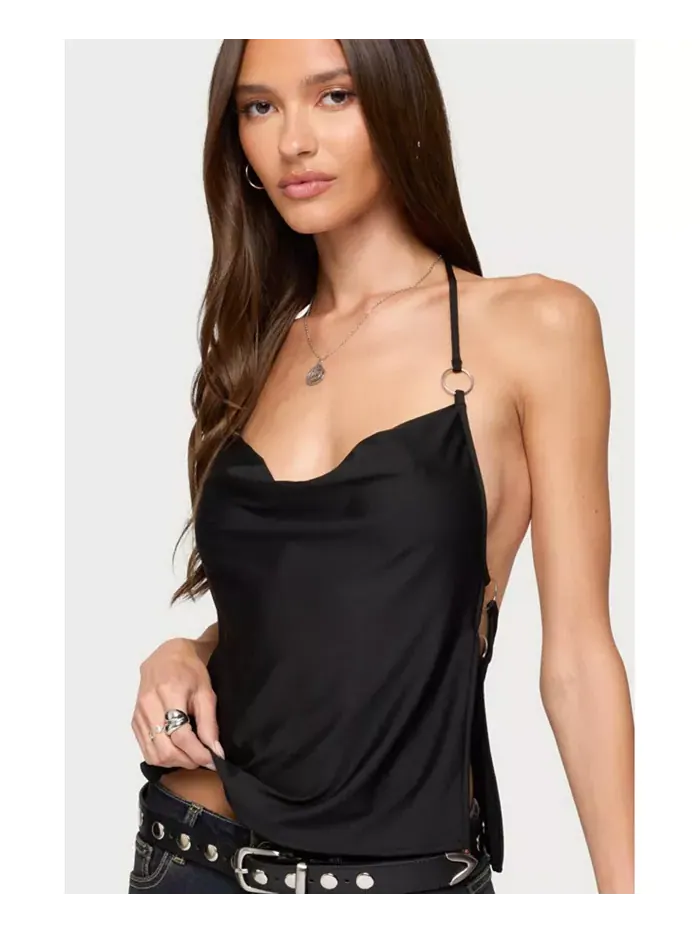Женский топ Bella Cowl Neck Halter Edikted — изображение 1 из 5, черный