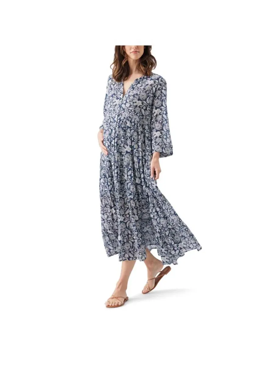 Женское многоярусное платье Ezra Ripe Maternity — изображение 2 из 3, белый
