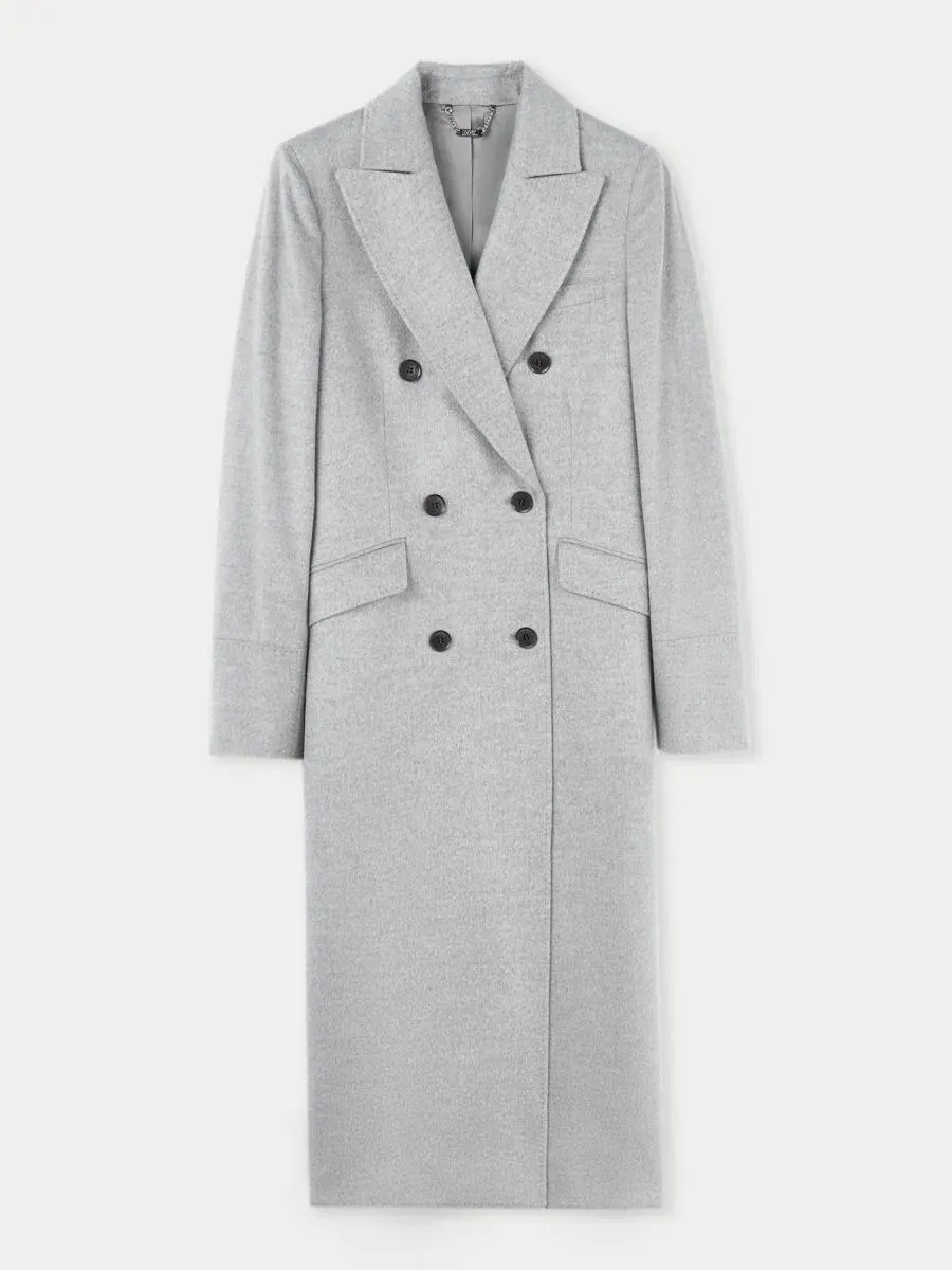 Женское длинное пальто из кашемира с заостренными лацками Gobi Cashmere — изображение 1 из 8, серый