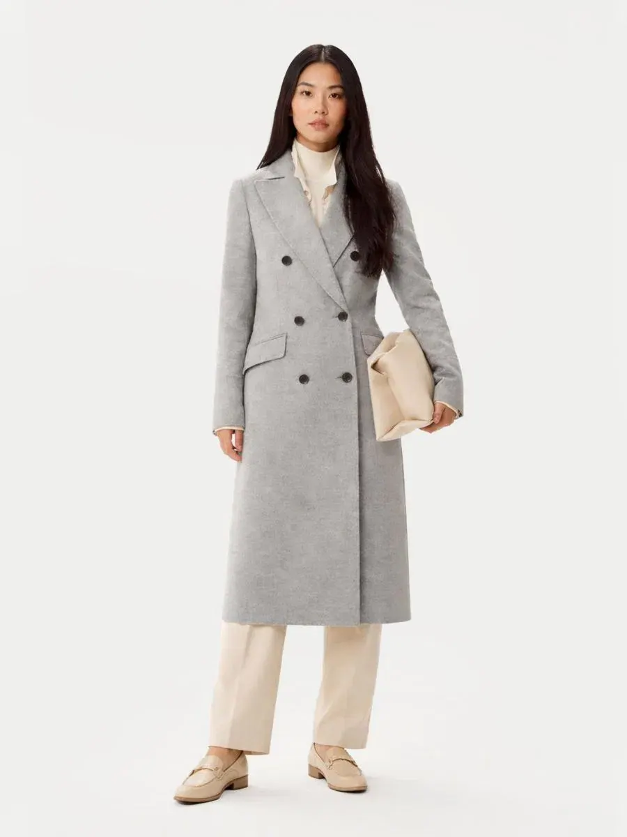 Женское длинное пальто из кашемира с заостренными лацками Gobi Cashmere — изображение 2 из 8, серый