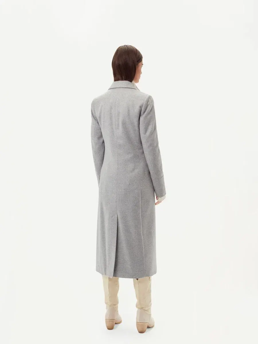 Женское длинное пальто из кашемира с заостренными лацками Gobi Cashmere — изображение 3 из 8, серый