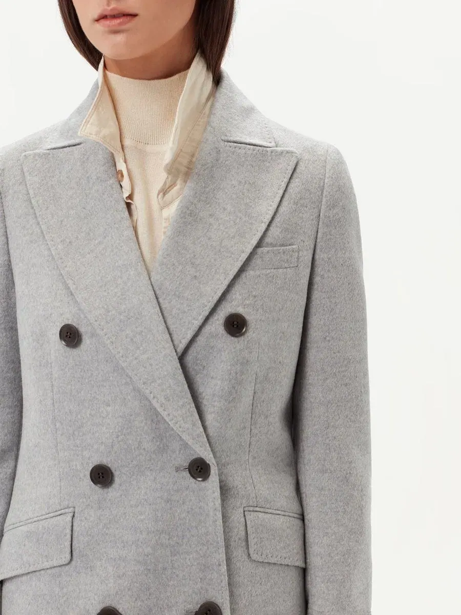Женское длинное пальто из кашемира с заостренными лацками Gobi Cashmere — изображение 5 из 8, серый