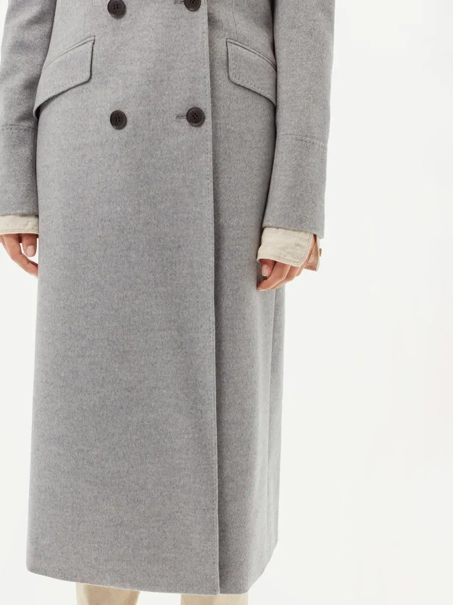 Женское длинное пальто из кашемира с заостренными лацками Gobi Cashmere — изображение 7 из 8, серый