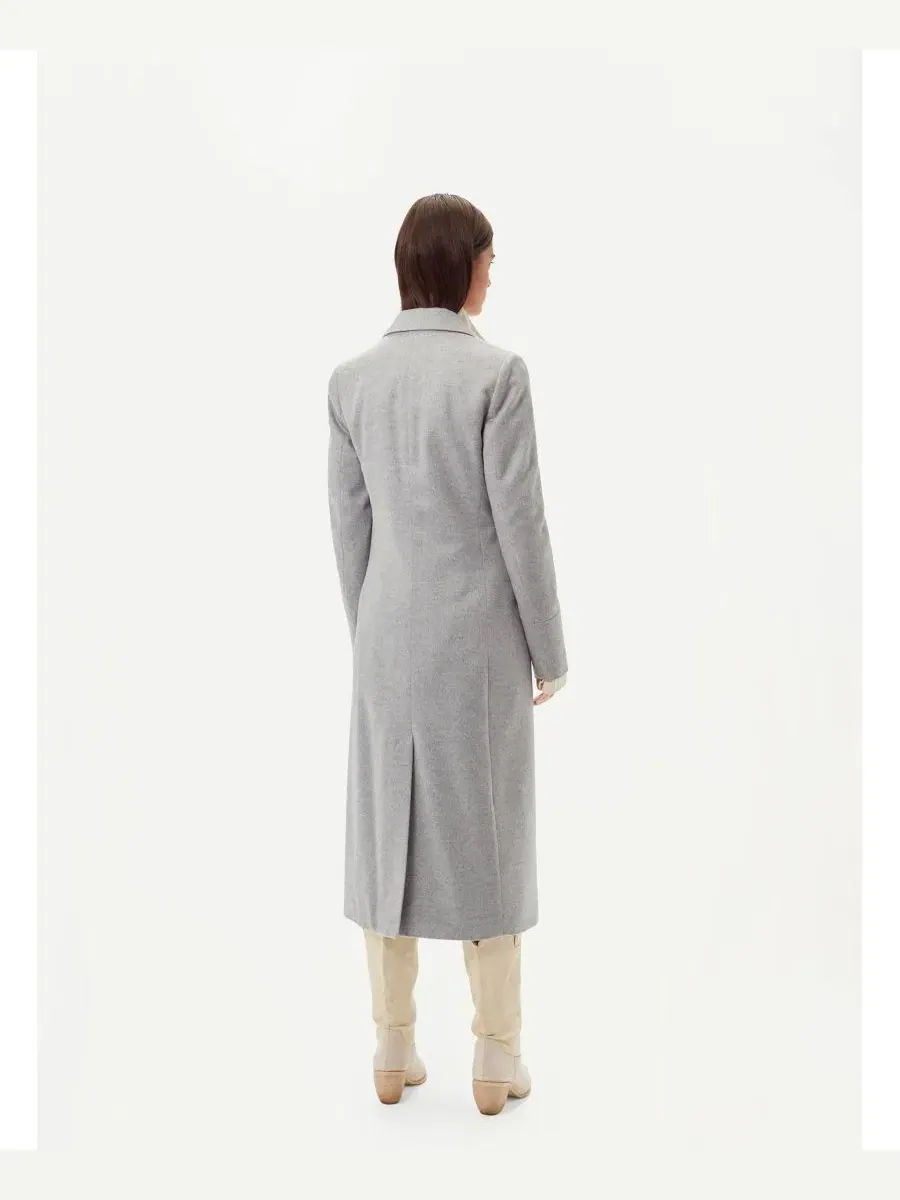 Женское длинное пальто из кашемира с заостренными лацками Gobi Cashmere — изображение 8 из 8, серый