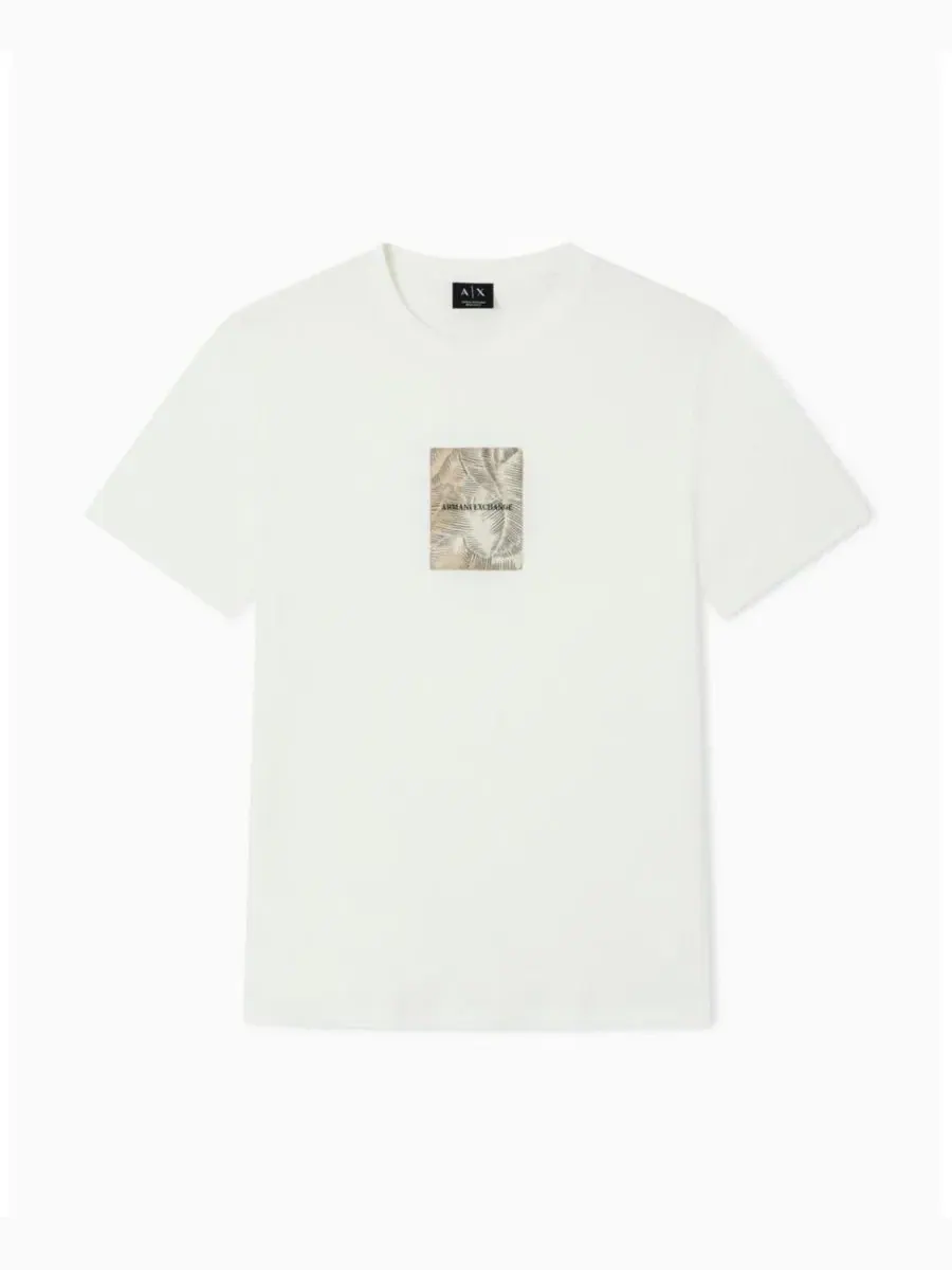 Мужская футболка IBIZA X с принтом в виде листьев и коробок A|X Armani Exchange — изображение 4 из 5, белый