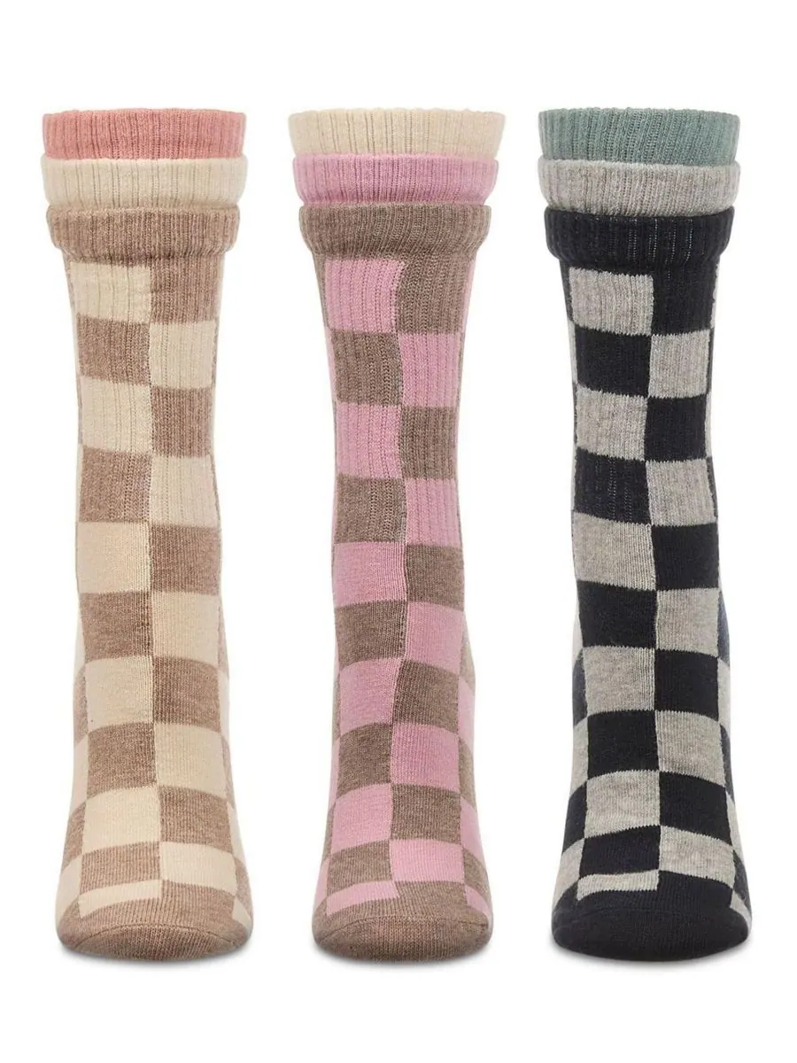 Женские носки Checkmate Triple Cuff Crew Socks (3 пары в упаковке) MeMoi — изображение 2 из 3, черный
