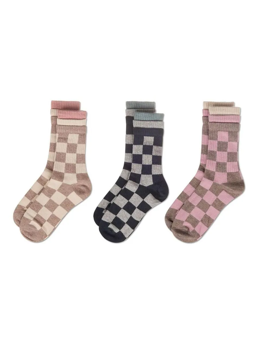 Женские носки Checkmate Triple Cuff Crew Socks (3 пары в упаковке) MeMoi — изображение 3 из 3, черный