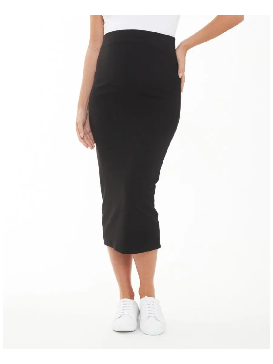 Вязаная юбка в рубчик для беременных Ripe Maternity — изображение 1 из 6, черный
