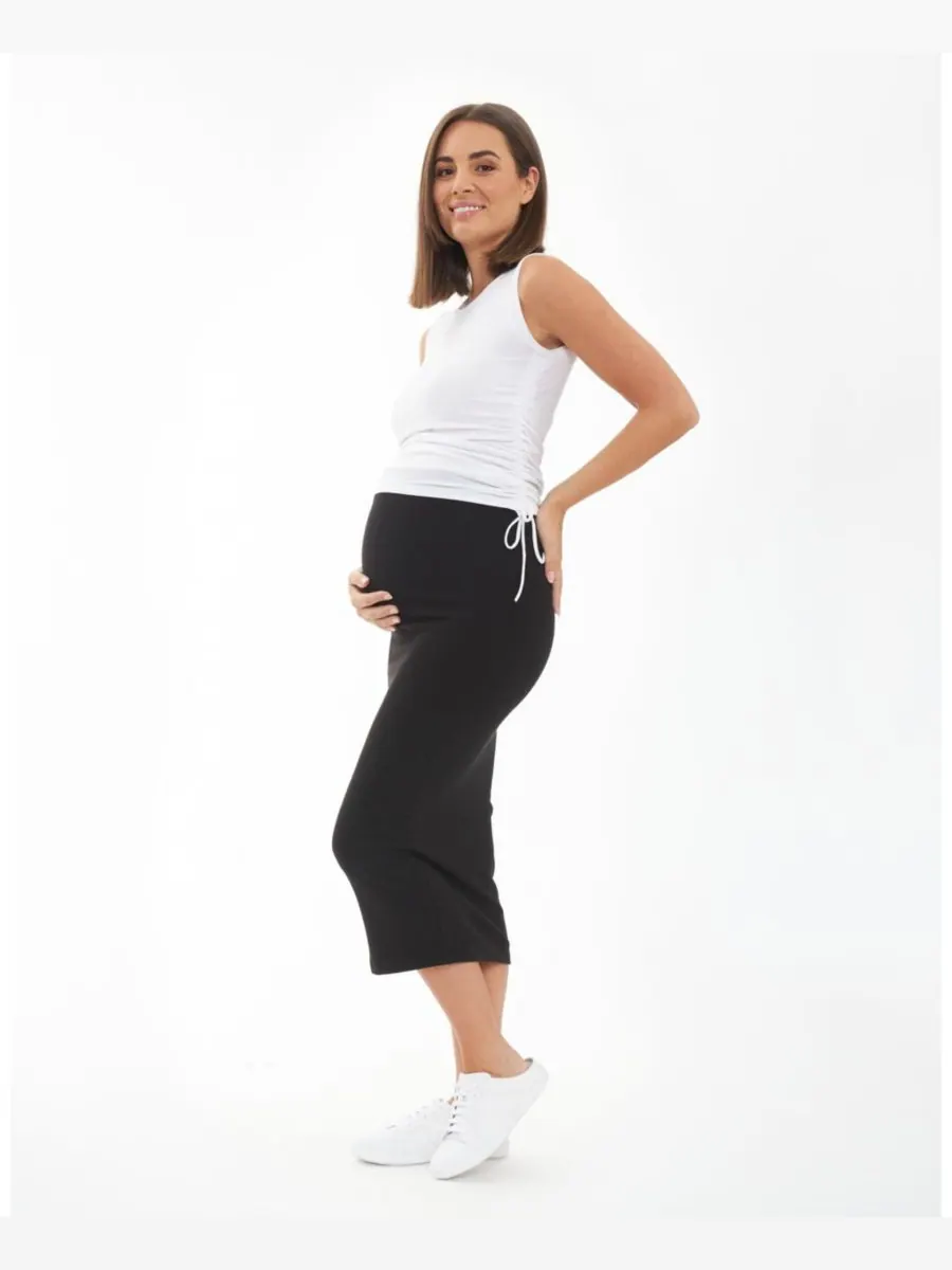 Вязаная юбка в рубчик для беременных Ripe Maternity — изображение 3 из 6, черный